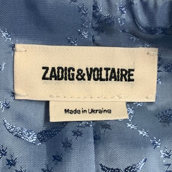 ZADIG & VOLTAIRE Size M Black White Crepe Heart Single Button Jacket Blazer - Picture 6 of 9